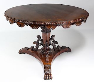 CONTINENTAL CLASSICAL CARVED MAHOGANY CENTER TABLE