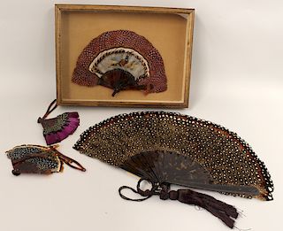 (on 4) BELGIAN GROUSE FEATHER HAND FANS