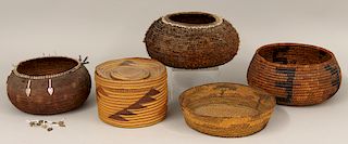 (on 5) NATIVE AMERICAN WOVEN BASKETS