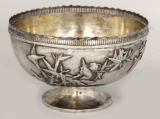 CHINESE EXPORT SILVER PRESENTATION BOWL
