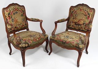 PAIR OF LOUIS XV-STYLE ARMCHAIRS