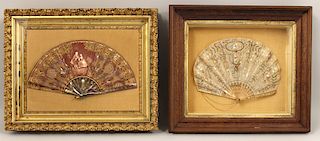 (2) HAND FANS MOUNTED IN SHADOW BOXES