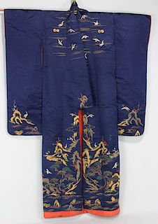 JAPANESE SILK AND EMBROIDERED  ROBE