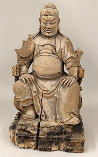 CHINESE CARVED GUARDIAN FIGURE