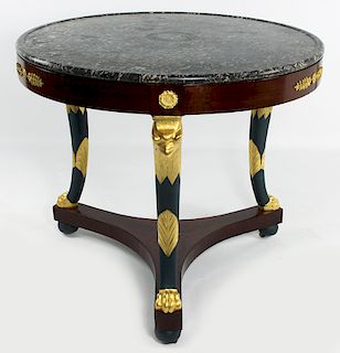 FRENCH EMPIRE MARBLE-TOP CENTER TABLE