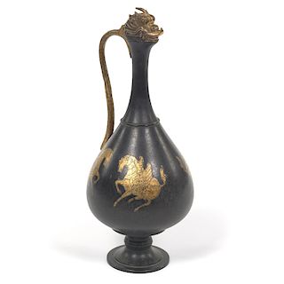 Parcel Gilt Bronze Ewer, Designed After the Antique, Early 20th Century