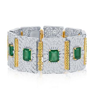 21.7ct. Emerald & 21.04 ct. Diamond Bracelet