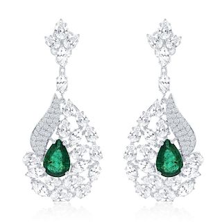 2.63 ct. Emerald & 6.39 ct. Diamond Earrings