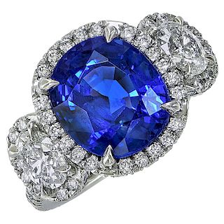 7.51 Carat Ceylon Sapphire Diamond Platinum Ring