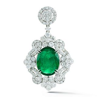4.46 ct. Emerald & 2.69 ct. Diamond Pendant