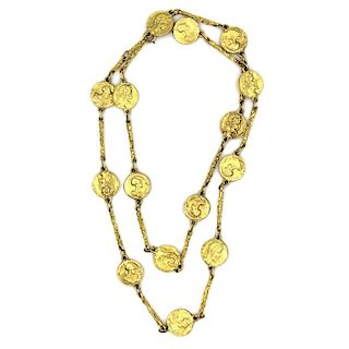 HB 18 Karat Yellow Gold Coin Necklace