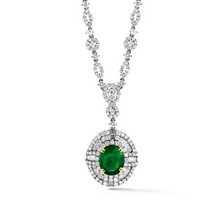 3.14 ct Emerald & 8.73 ct Diamond Necklace