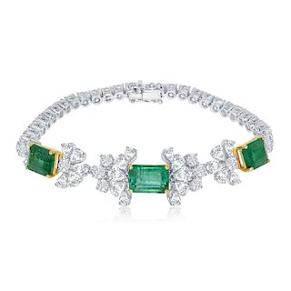 7.39 ct. of Emerald & 8.18 ct. Diamond Bracelet