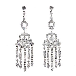 Art Deco Diamond Platinum Chandelier Earrings