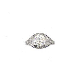 Art Deco Platinum Diamond Antique Engagement Ring