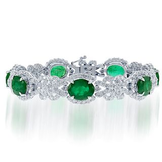 15.04 ct Emerald & 7.29 ct Diamond Bracelet