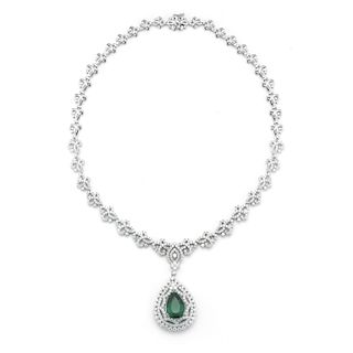 C.Dunaigre Certified Emerald & Diamond Necklace