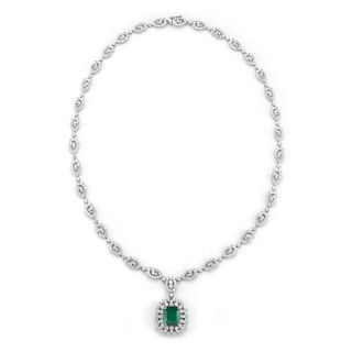 3.18 ct Emerald & 9.16 ct Diamond Necklace