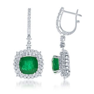 5.8 ct. Emerald & 1.92 ct. Diamond Earrings