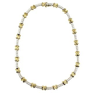 Diamond XO Two Tone Gold Choker Necklace