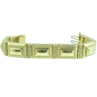 18K Yellow Gold Ladies 1.40 ct Diamond Bracelet.