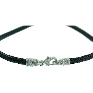 18 Karat Leather Chain Necklace.