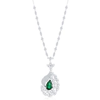2.15 ct. Emerald & 5.26 ct. Diamond Pendant