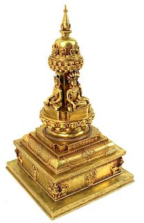 Chinese Gilt Bronze Golden City of Buddha.