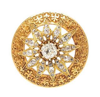 A Victorian 18 Karat Yellow Gold and Diamond Brooch, 9.75 dwts.