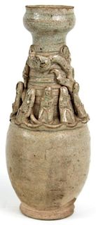 A Chinese Celadon-Glazed Pottery Funneral Vase