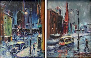 Louis Bosa (American, 1905-1981) New York City Street Scenes, 1930