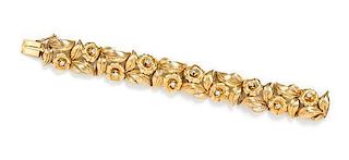 An 18 Karat Yellow Gold and Diamond Link Bracelet, 34.80 dwts.