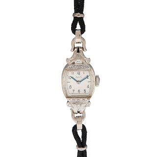 14 Karat White Gold Elgin Wrist Watch Ca. 1944