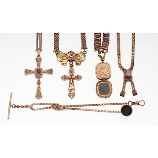 Victorian Gold Filled Necklaces and Watch Chain