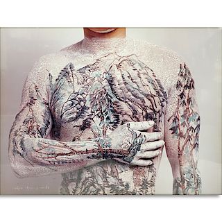 Huang Yan, Chinese (b. 1966) Chromogenic print (framed) "Chinese Landscape, Tattoo No. 2. Signed dated 1999, numbered 9/12 lower left.