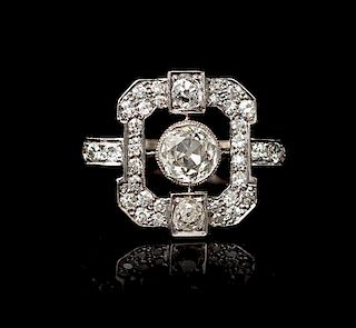 An Edwardian Platinum and Diamond Ring, 8.00 dwts.