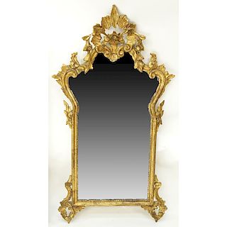 Mid Century Carved Giltwood Decorative Mirror, Probably Italian.