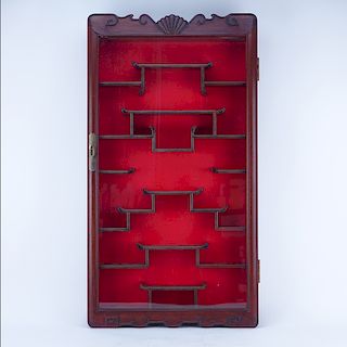 Vintage Japanese Carved Wood Display Cabinet for Netsuke or Snuff Bottles etc. Unsigned.