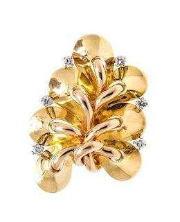 A Retro Gold and Diamond Brooch, 13.00 dwts.