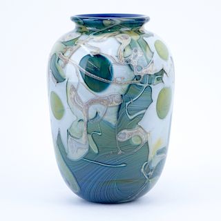 Mid Century Encased Art Glass Vase. Bears signature on underside, illegible. 