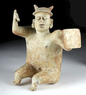 Jalisco Pottery Warrior Figure w/ White Kaolin Pigment