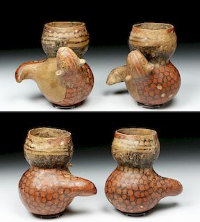 Pair of Huari Pottery Drinking Vessels - Armadillos