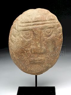 Large Pre-Columbian Costa Rican Oval Stone Head