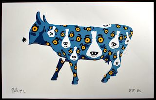 Signed Rodrigue Blue Dogs on Cow Printers' Proof - 1999