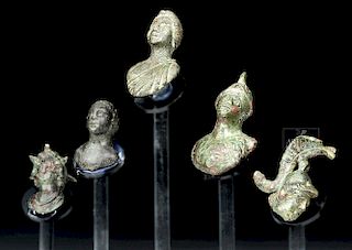 Roman Bronze Heads of Various Figures, Set of 5
