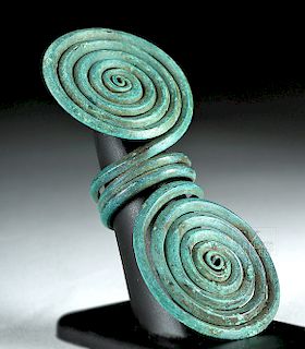 European Hallstatt Bronze Double Spiral Hair Ring