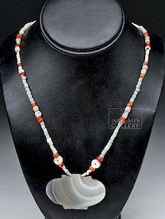 Fine Wearable Sumerian Faience, Stone, & Agate Necklace