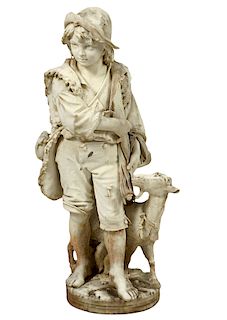 Luigi Bianchi 1890 Signed Marble Garden Statue