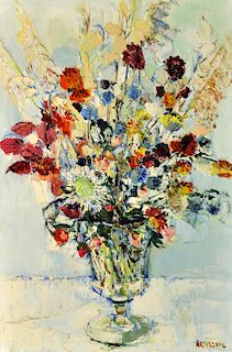 Yolande Ardissone "Fleurs d'hiver" Oil on Canvas