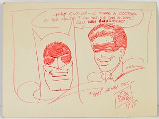 Bob Kane "Batman & Robin" 1978 Signed Drawing